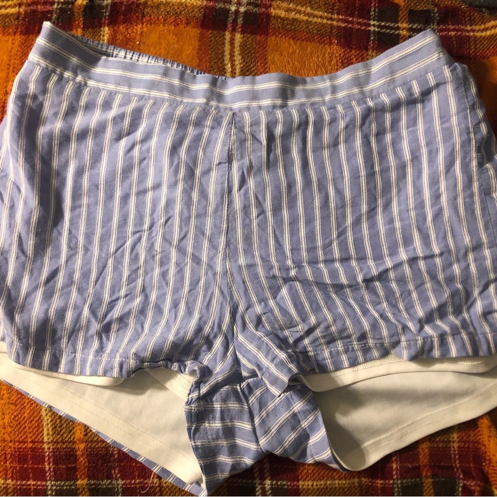 Charlotte Russe light blue and white striped shorts